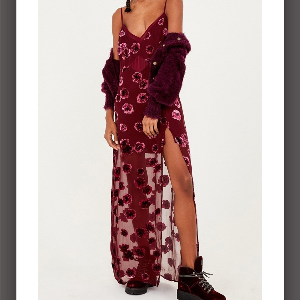 For Love & Lemons Sophie velvet floral maxi